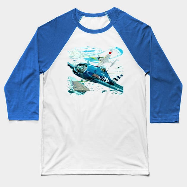 Famous WW2 Planes Grumman F4F Wildcat Baseball T-Shirt by F&L Design Co.